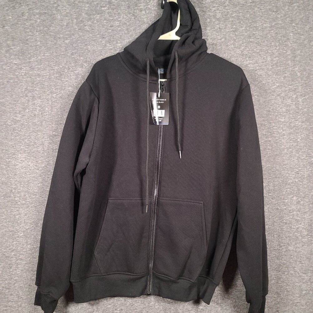 NWT Blue Ice Unisex Black Full Zip Hooded Sweatshirt Jacket Size Small
